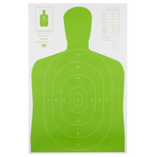Action Target B-27E High Visibility Target, Fluorescent Green, Silhouette Cut Off Below Ring 7, 23