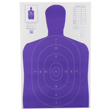Action Target b-27E High Visibility Target, Fluorescent Purple, Silhouette Cut Off Below Ring 7, 23