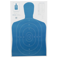 Action Target B-27E Economy Target, Blue Silhouette Cut Off Below Ring 7, 23