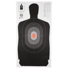 Action Target B-27 North Carolina Criminal Justice Academy Target, Shaded Scoring Rings Starting Outside And Going Dark To Light With A Bright Orange Center, 24