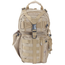 Allen Lite Force Tactical Sling Pack, Tan Endura Fabric, Sling Design, Padded Adjustable Single Shoulder Strap, Conceal Carry Compatable, Large Main Compression Strap, Water Bottle and Sunglasses Pockets, Hydration Compatible, 18